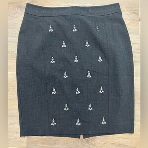 Ann Taylor Charcoal Embellished Pencil Skirt